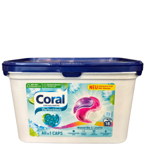 CORAL COLOR skalbimo kapsulės spalvotiems drabužiams, 18 vnt
