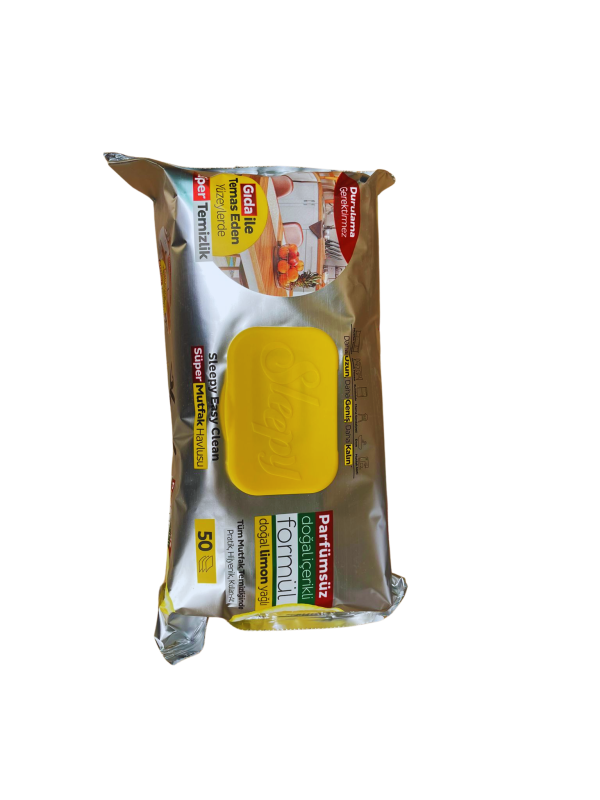 Sleepy drėgnos servetėlės maistiniams paviršiams, Lemon, 50 vnt