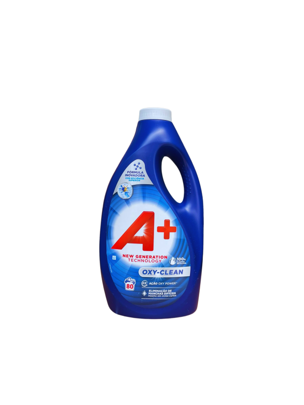 A+ Oxy-Clean skystas skalbiklis 80 skalbimų –dėmės neturi šansų