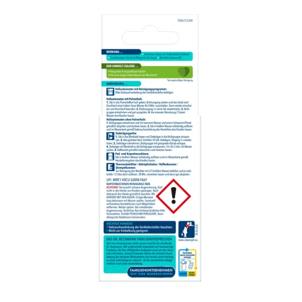 Dr. Beckmann kavos aparatų valymo tabletės – 6 vnt. - Image 2