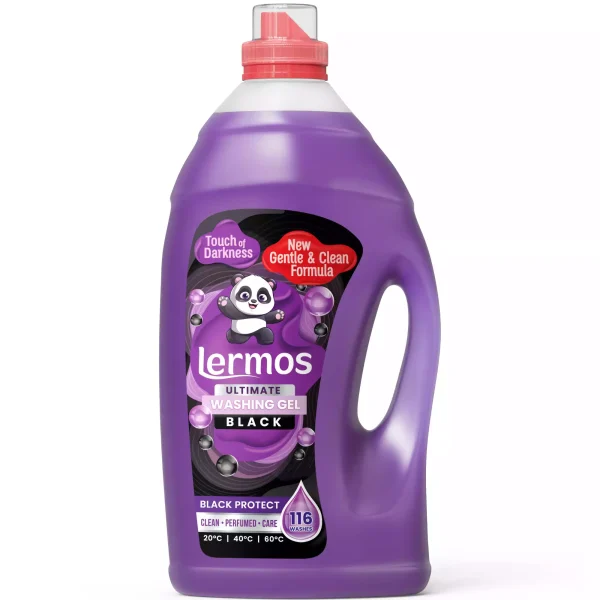 Lermos tamsių ir juodų audinių skalbimo gelis 4,3 l, 116 skalbimų butelis